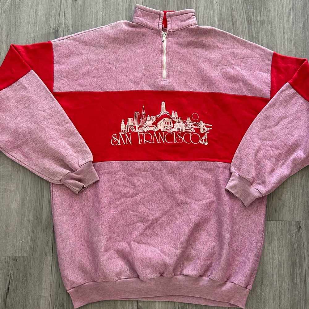 Vintage 80s San Francisco Red and Pink Men's Sweater